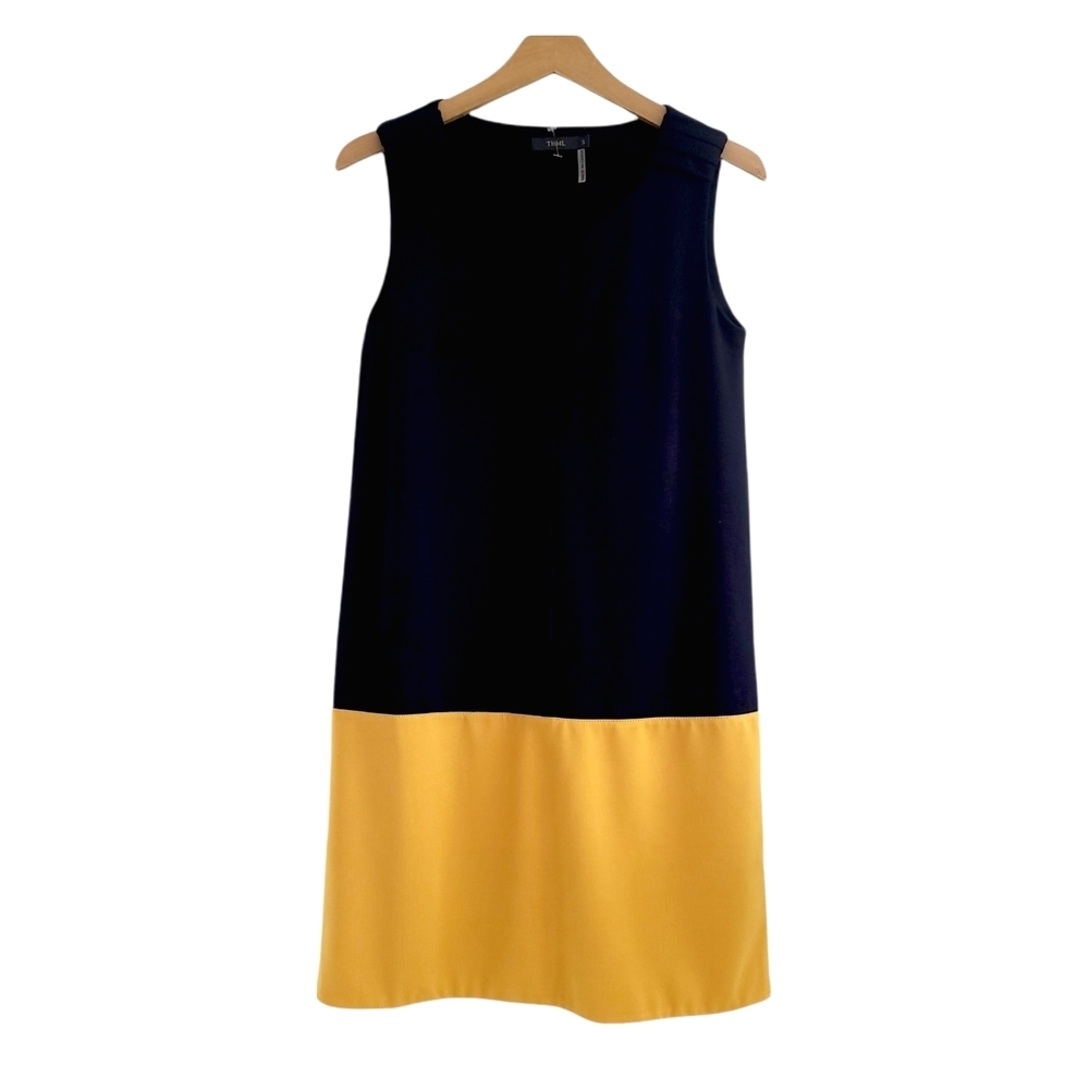 THML Navy and Mustard Colorblock Shift Dress